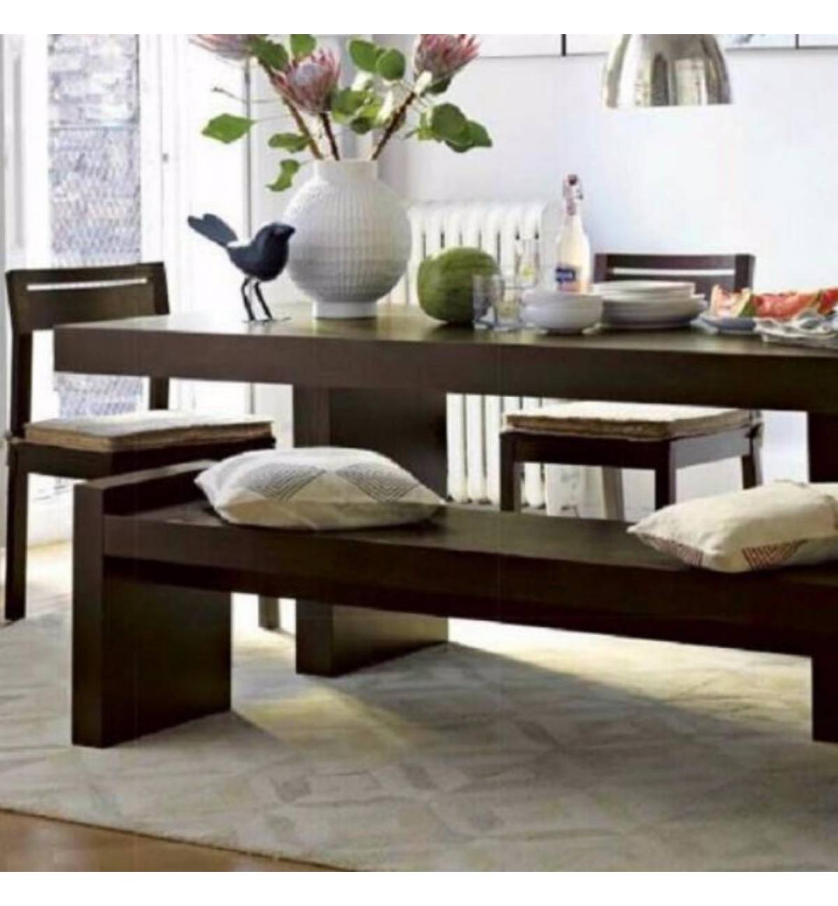 E013 PO-Retro Solid Wood Dining Table Bench